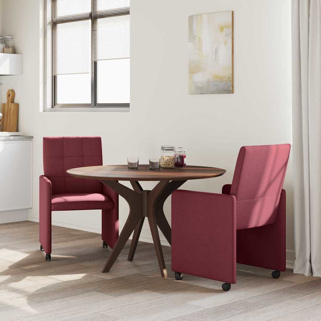 Chaises de Salle à Manger avec Roues 2 pcs Bordeaux tissu - XIOS
