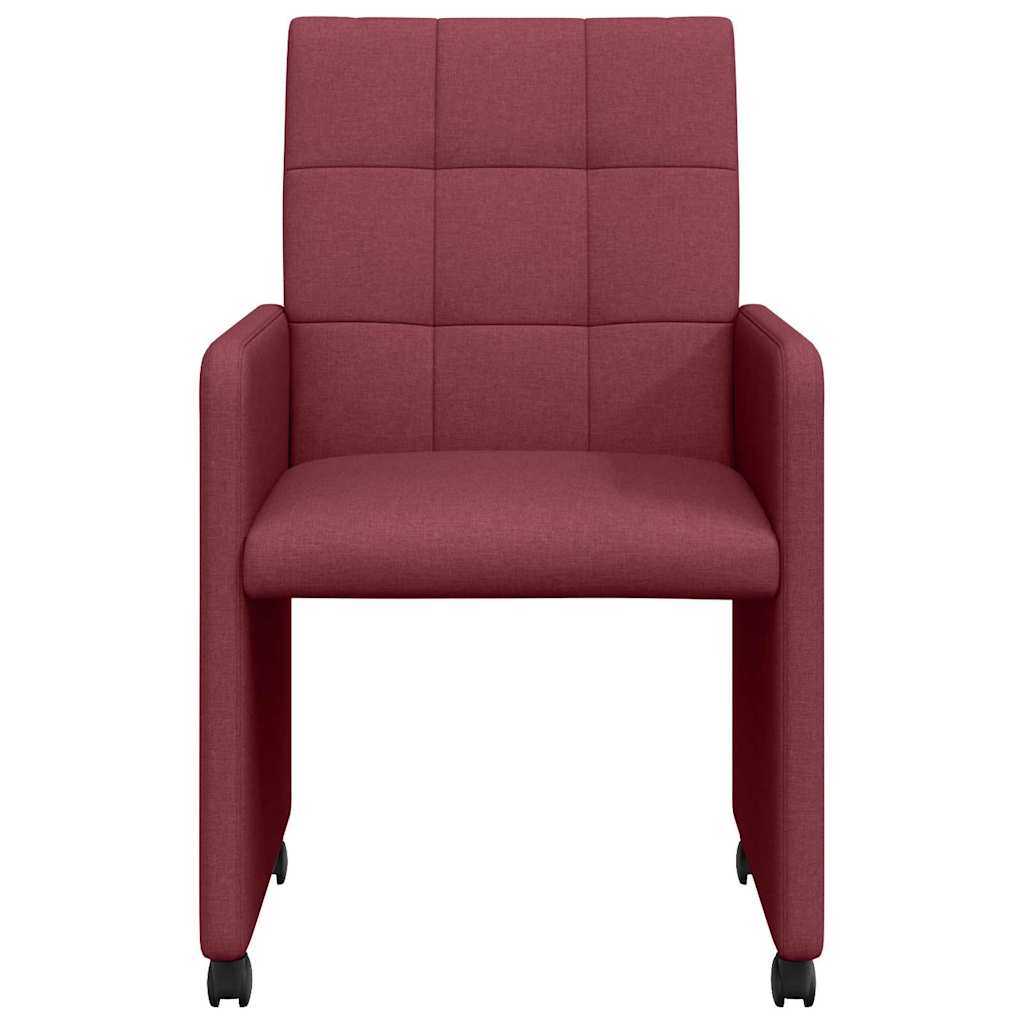 Chaises de Salle à Manger avec Roues 2 pcs Bordeaux tissu - XIOS