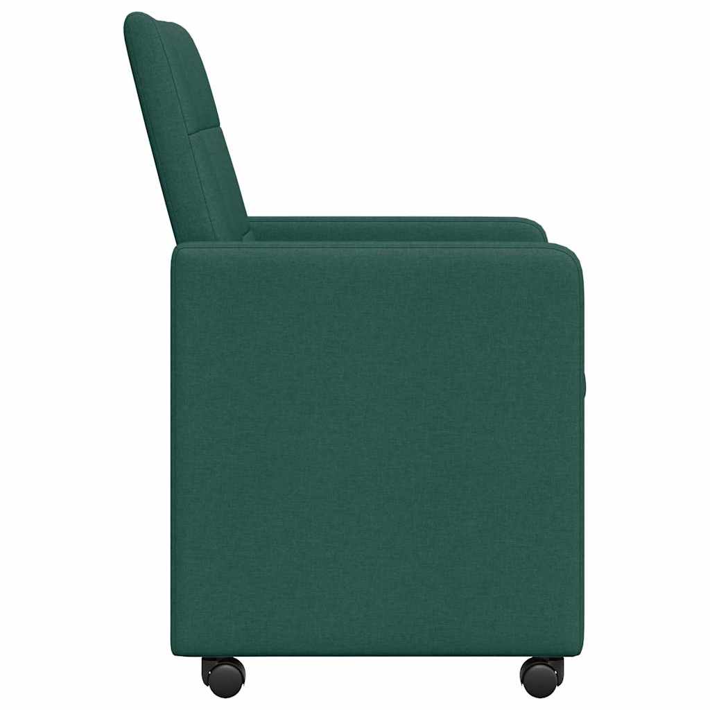 Chaises de Salle à Manger avec Roues 2 pcs Vert foncé tissu - XIOS