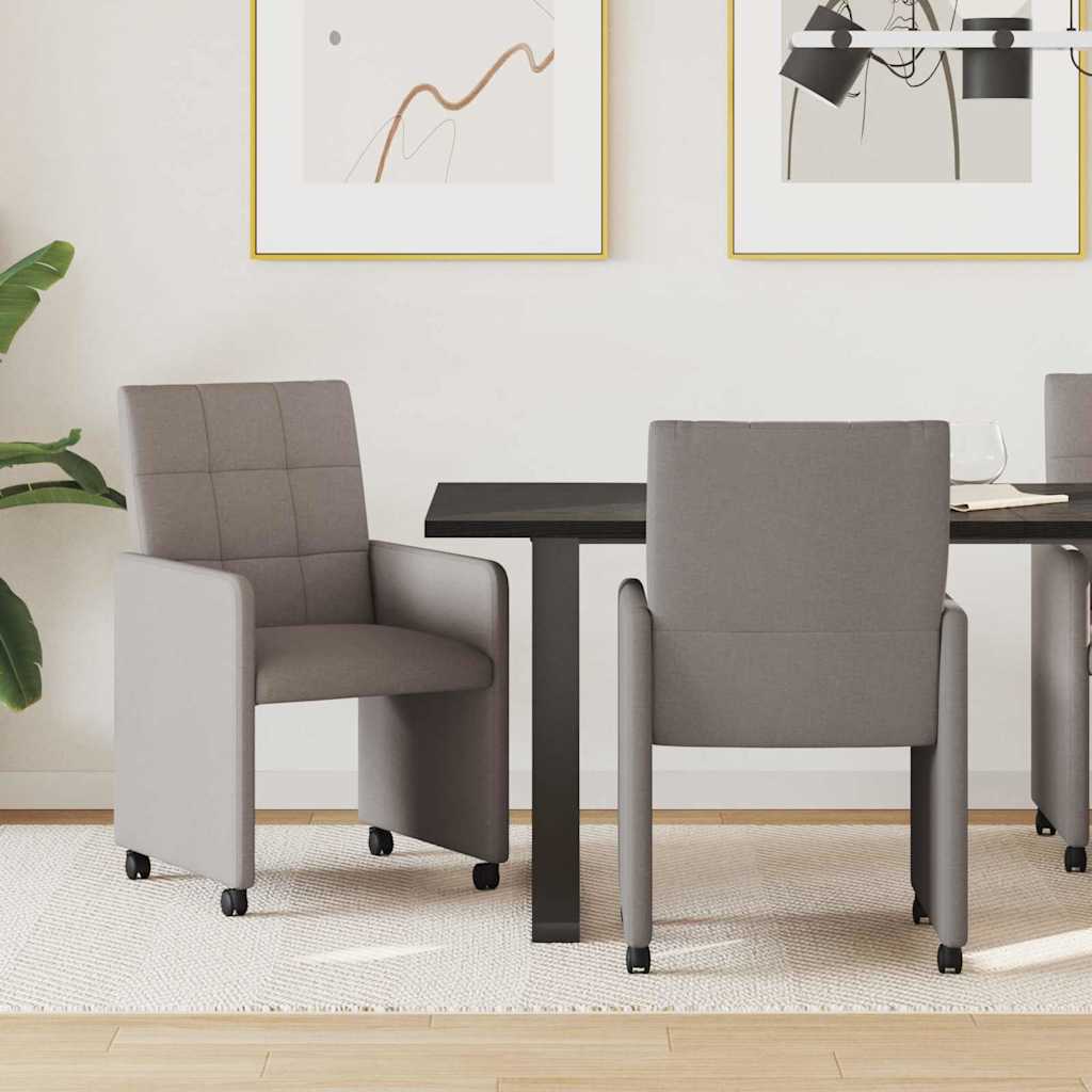 Chaises de Salle à Manger avec Roues 2 pcs Taupe tissu - XIOS