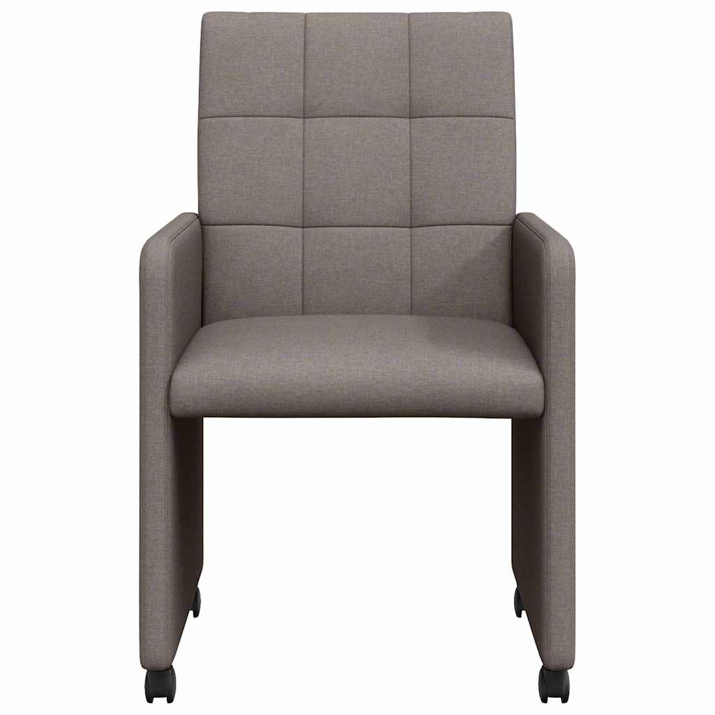 Chaises de Salle à Manger avec Roues 2 pcs Taupe tissu - XIOS