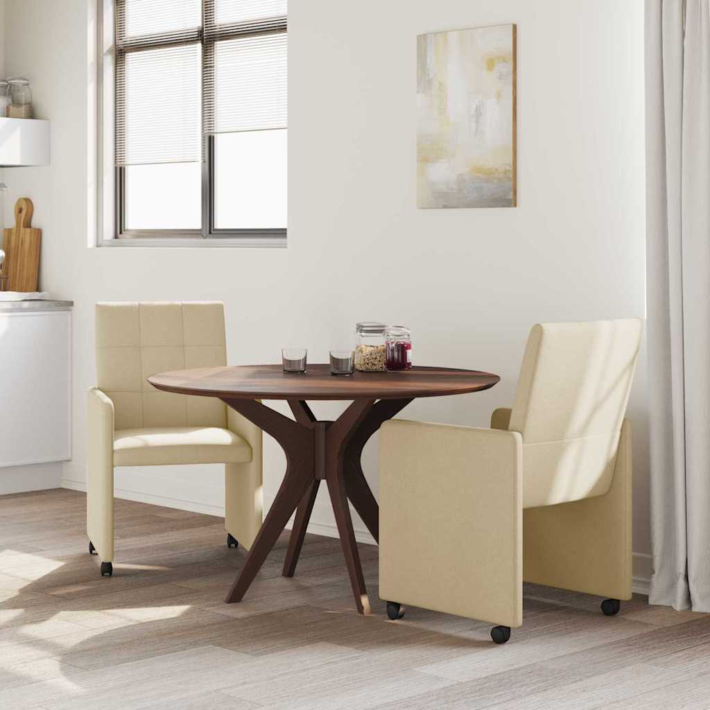 Chaises de Salle à Manger avec Roues 2 pcs Crème tissu - XIOS