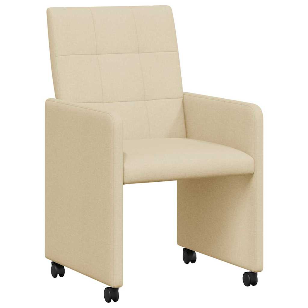 Chaises de Salle à Manger avec Roues 2 pcs Crème tissu - XIOS