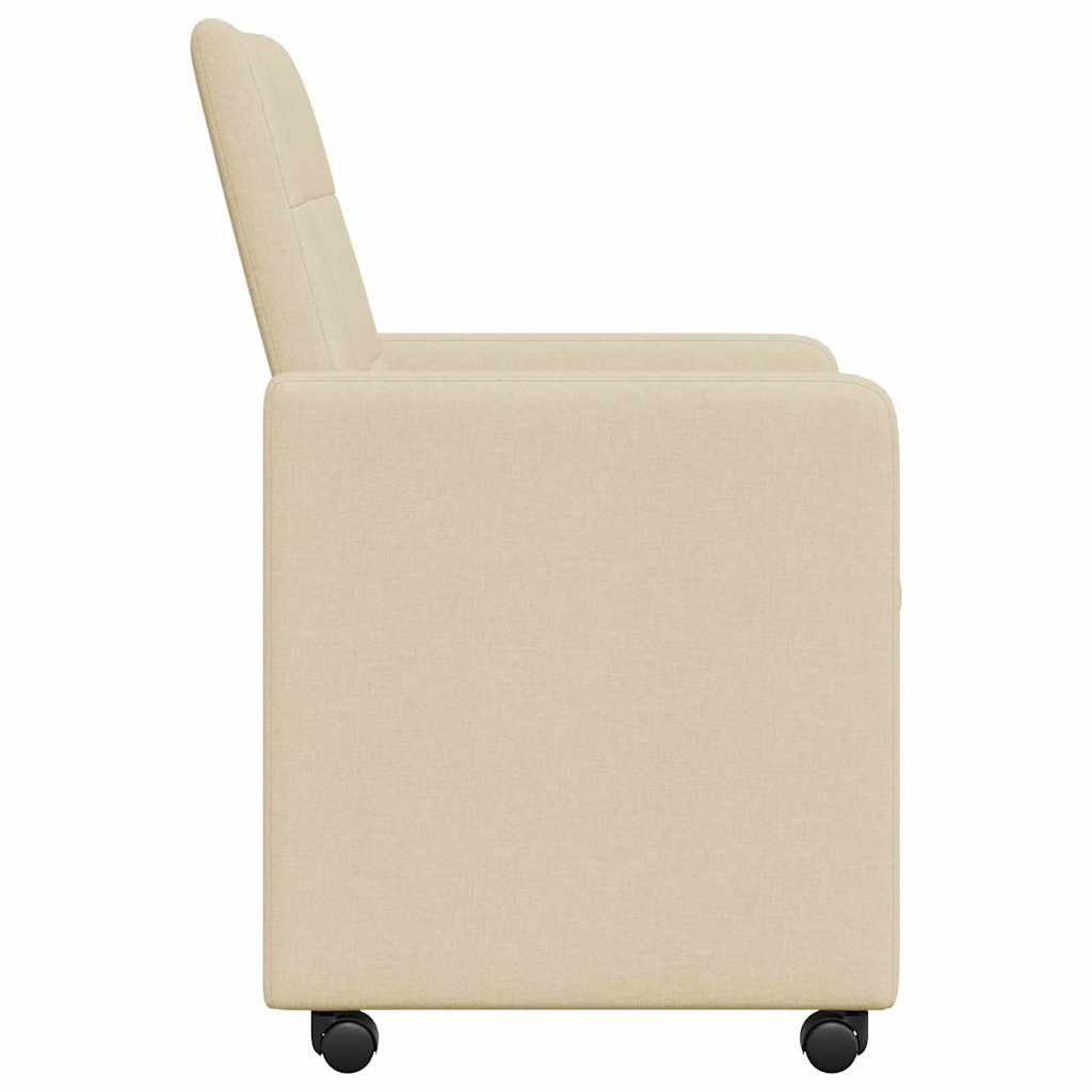 Chaises de Salle à Manger avec Roues 2 pcs Crème tissu - XIOS