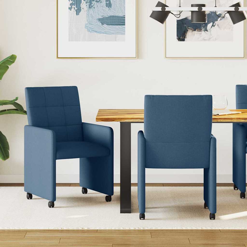 Chaises de Salle à Manger avec Roues 2 pcs Bleu 58 x 65 x 94 cm - XIOS