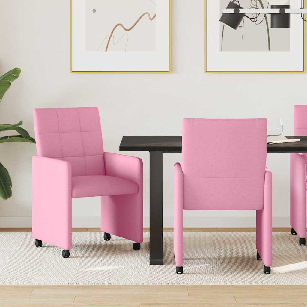 Chaises de Salle à Manger avec Roues 2 pcs Rose 58 x 65 x 94 cm - XIOS