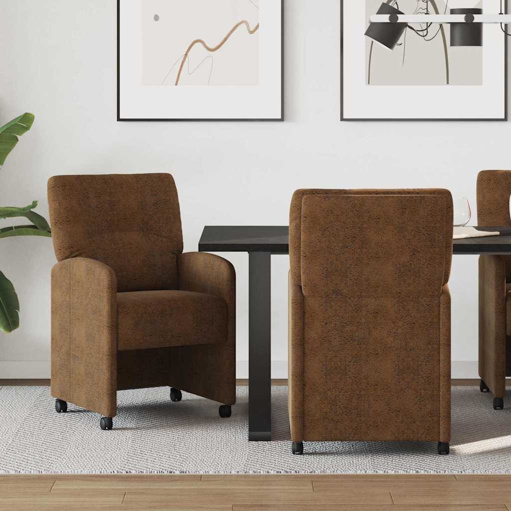 Chaises de Salle à Manger avec Roues 2 pcs Marron - XIOS