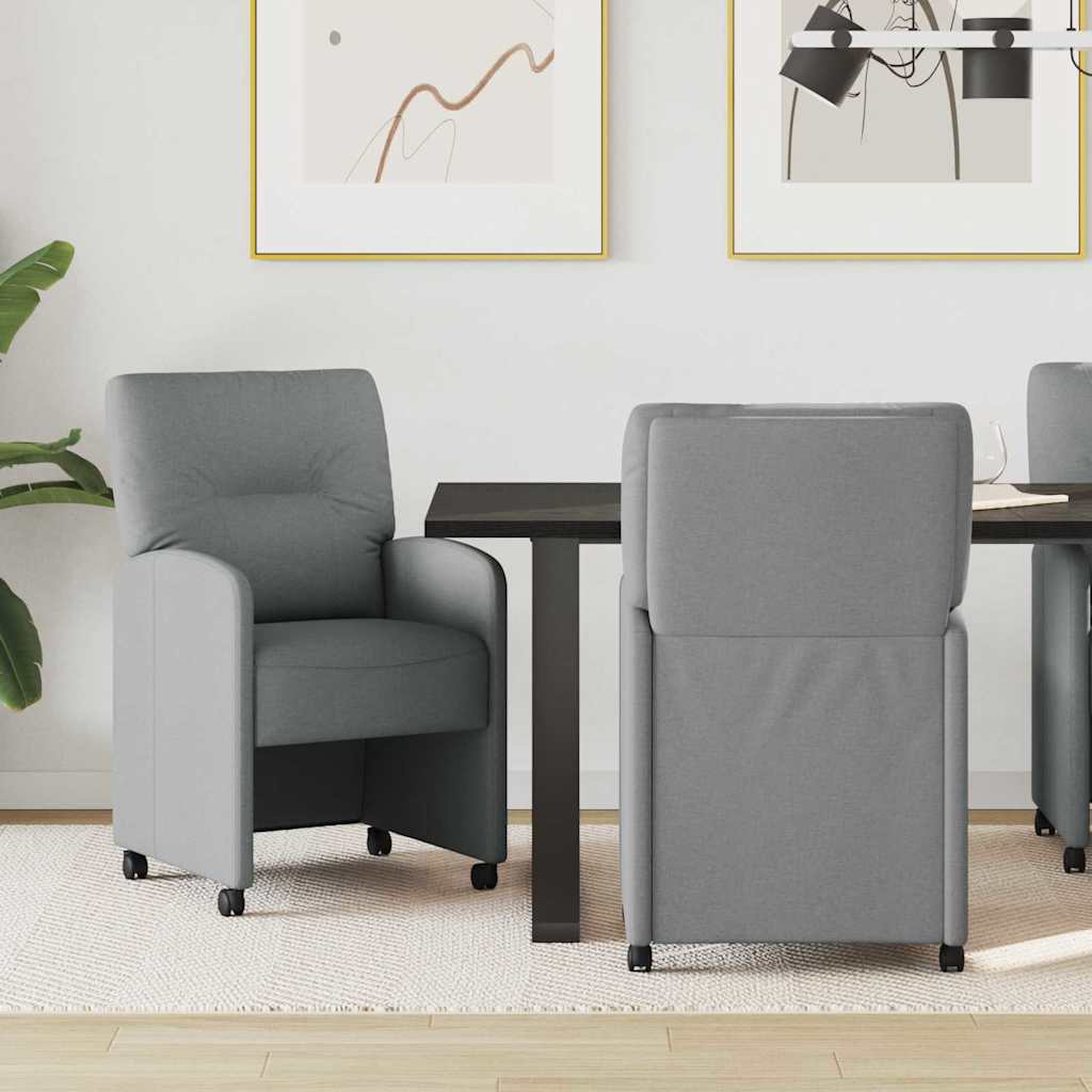 Chaises de Salle à Manger avec Roues 2 pcs Gris clair tissu - XIOS