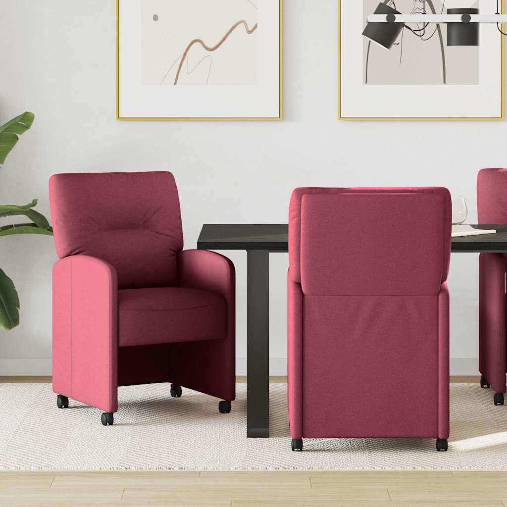 Chaises de Salle à Manger avec Roues 2 pcs Bordeaux tissu - XIOS