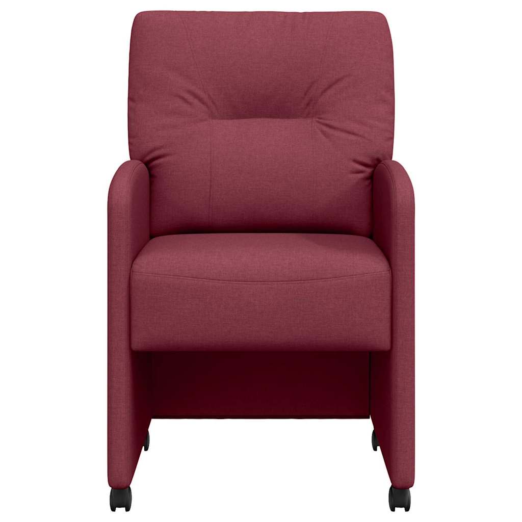 Chaises de Salle à Manger avec Roues 2 pcs Bordeaux tissu - XIOS
