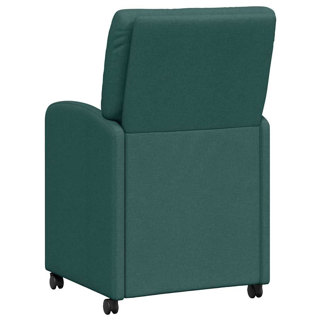 Chaises de Salle à Manger avec Roues 2 pcs Vert foncé tissu - XIOS