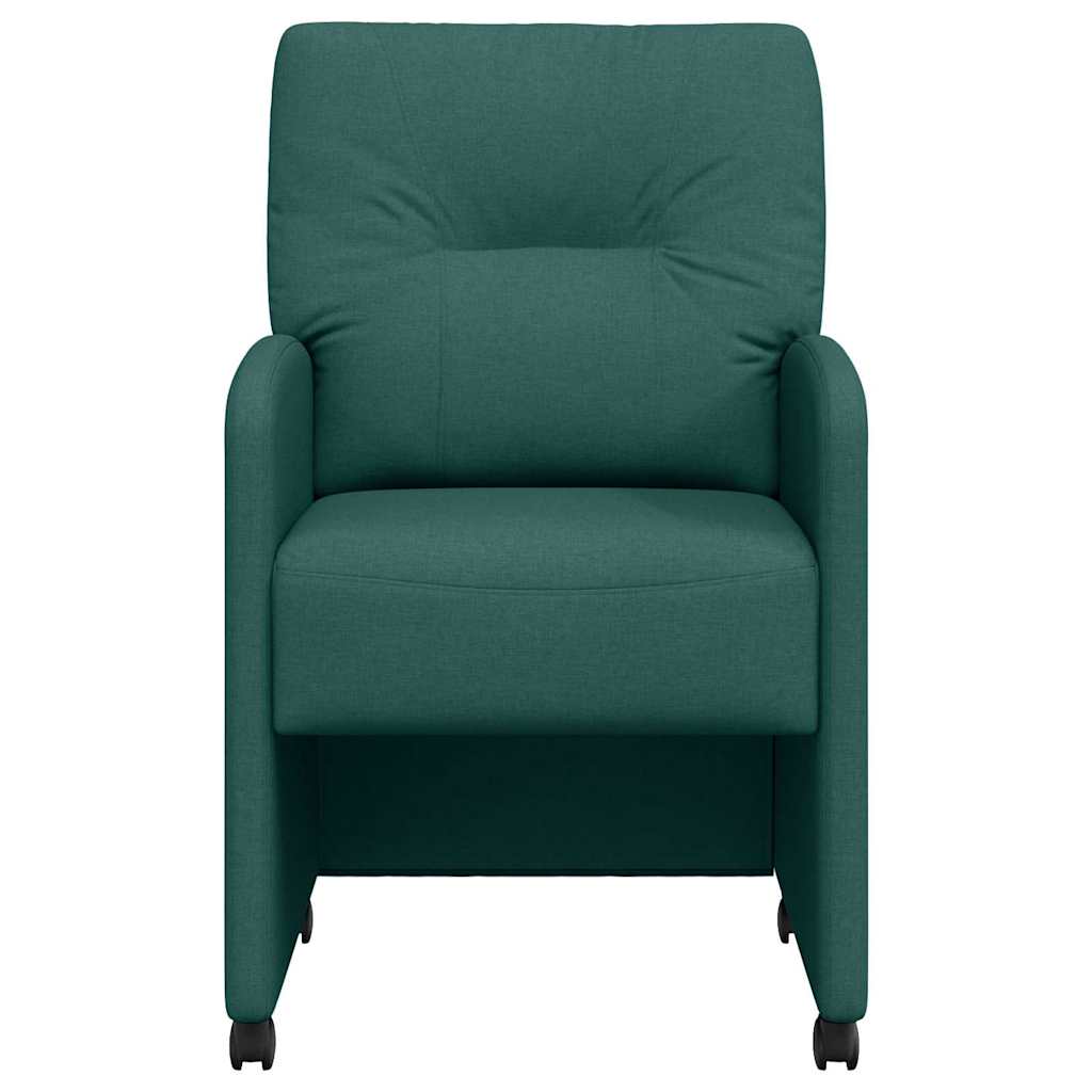 Chaises de Salle à Manger avec Roues 2 pcs Vert foncé tissu - XIOS
