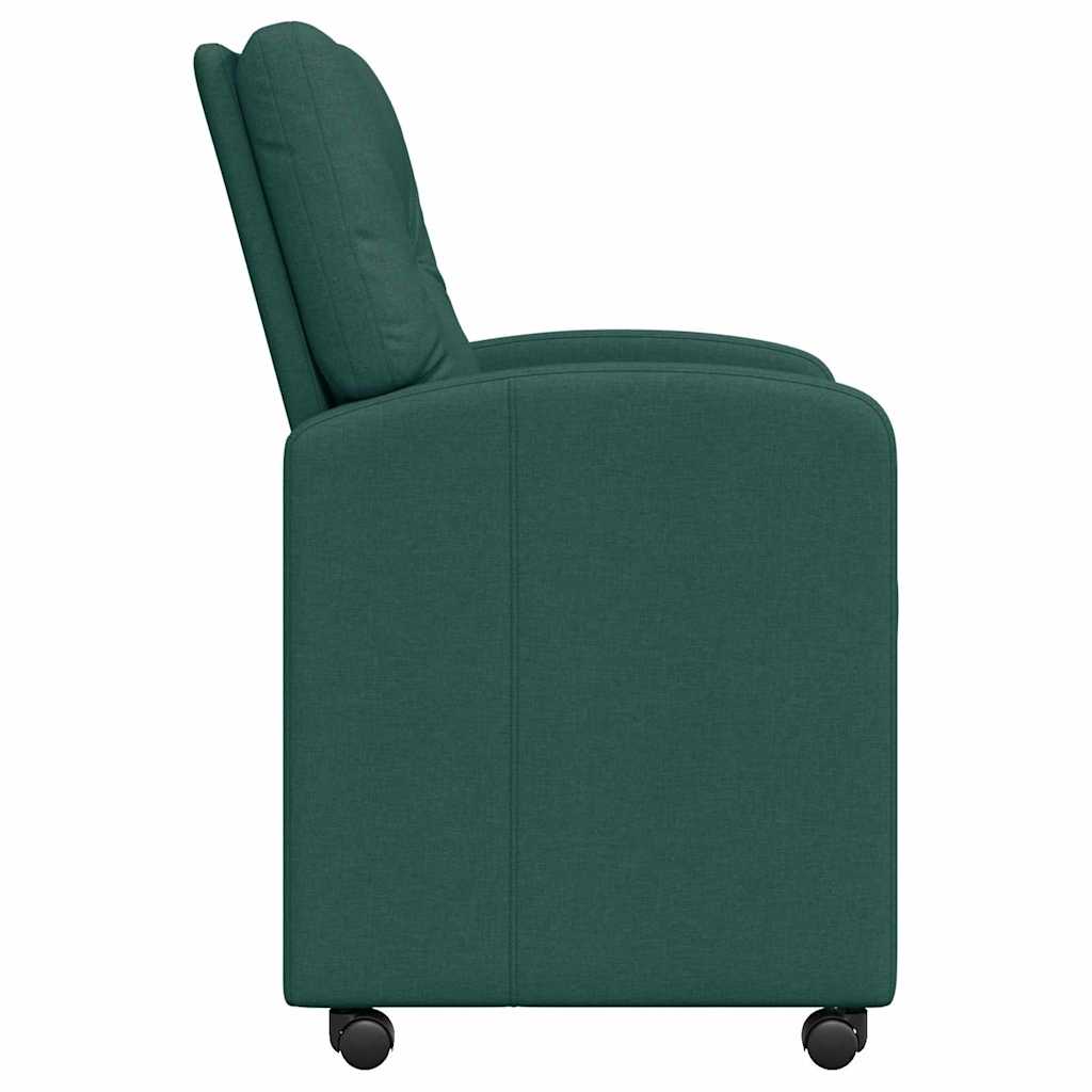 Chaises de Salle à Manger avec Roues 2 pcs Vert foncé tissu - XIOS