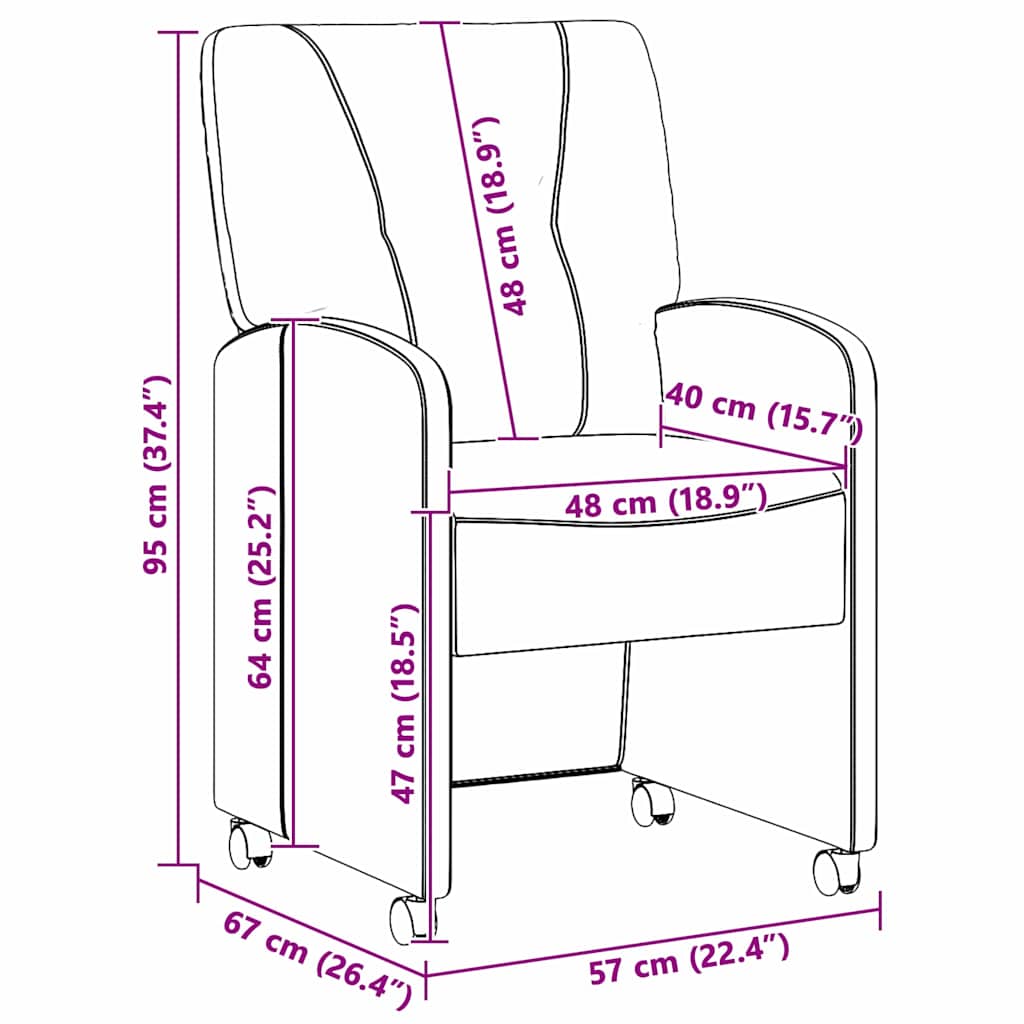 Chaises de Salle à Manger avec Roues 2 pcs Vert foncé tissu - XIOS