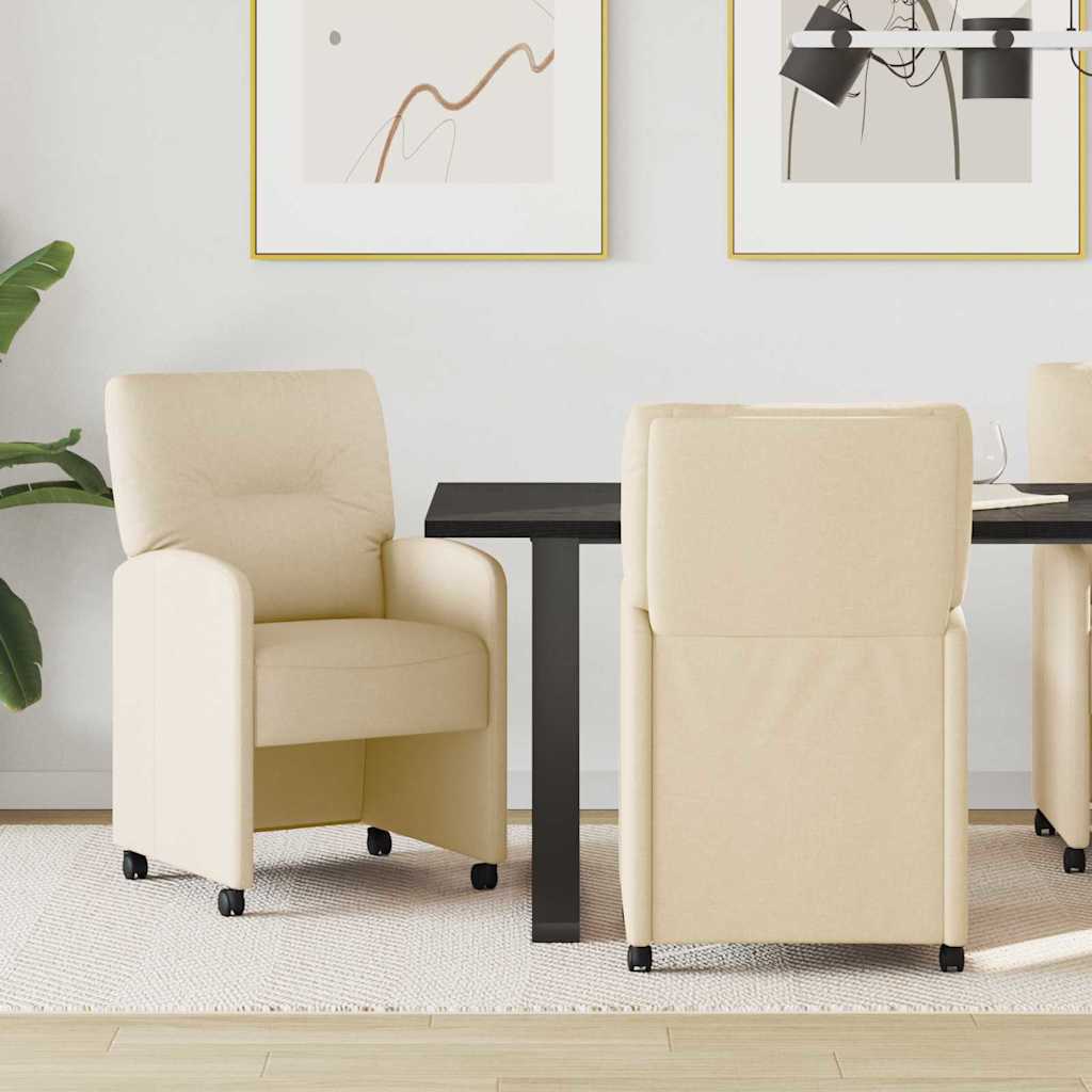 Chaises de Salle à Manger avec Roues 2 pcs Crème tissu - XIOS