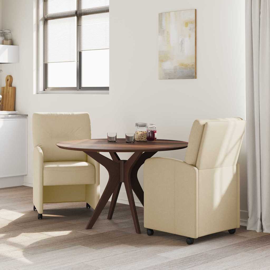 Chaises de Salle à Manger avec Roues 2 pcs Crème tissu - XIOS