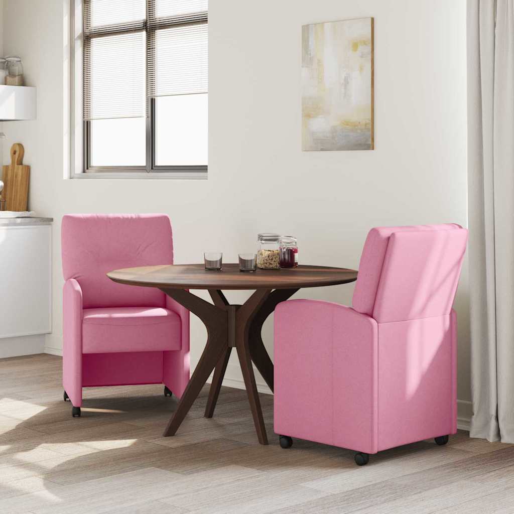 Chaises de Salle à Manger avec Roues 2 pcs Rose 57 x 67 x 95 cm - XIOS