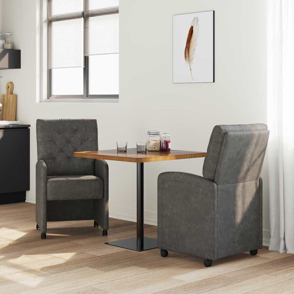 Chaises de Salle à Manger avec Roues 2 pcs Noir 58 x 67 x 97 cm - XIOS