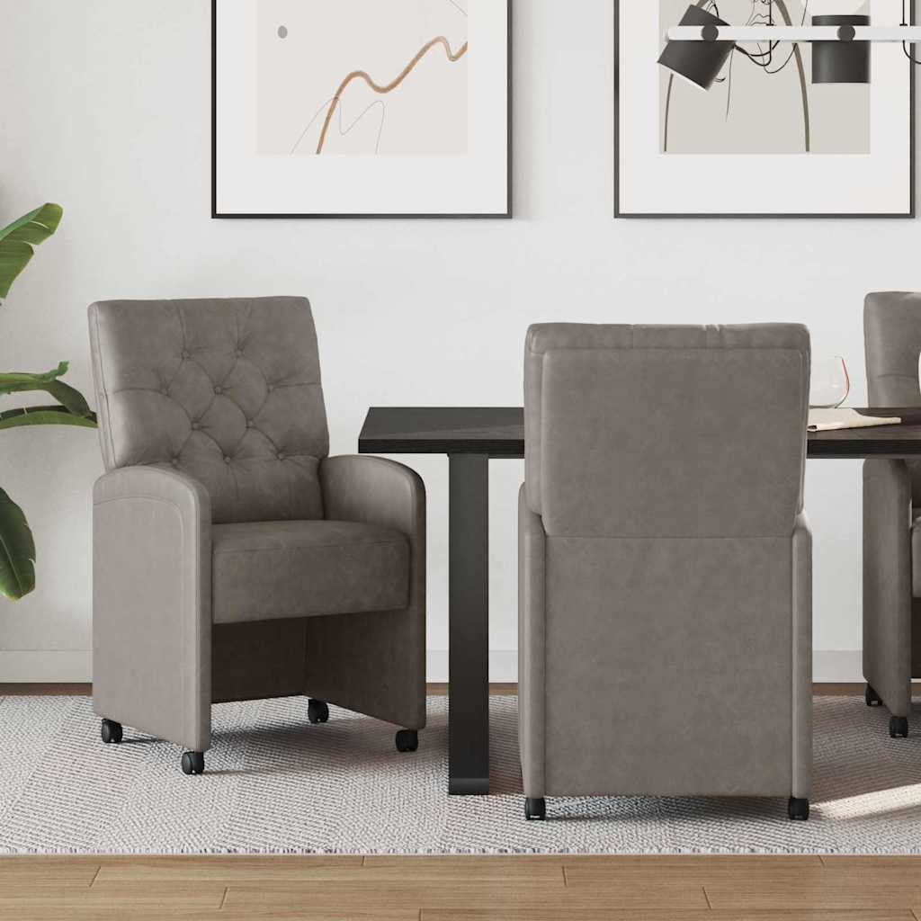 Chaises de Salle à Manger avec Roues 2 pcs Gris 58 x 67 x 97 cm - XIOS