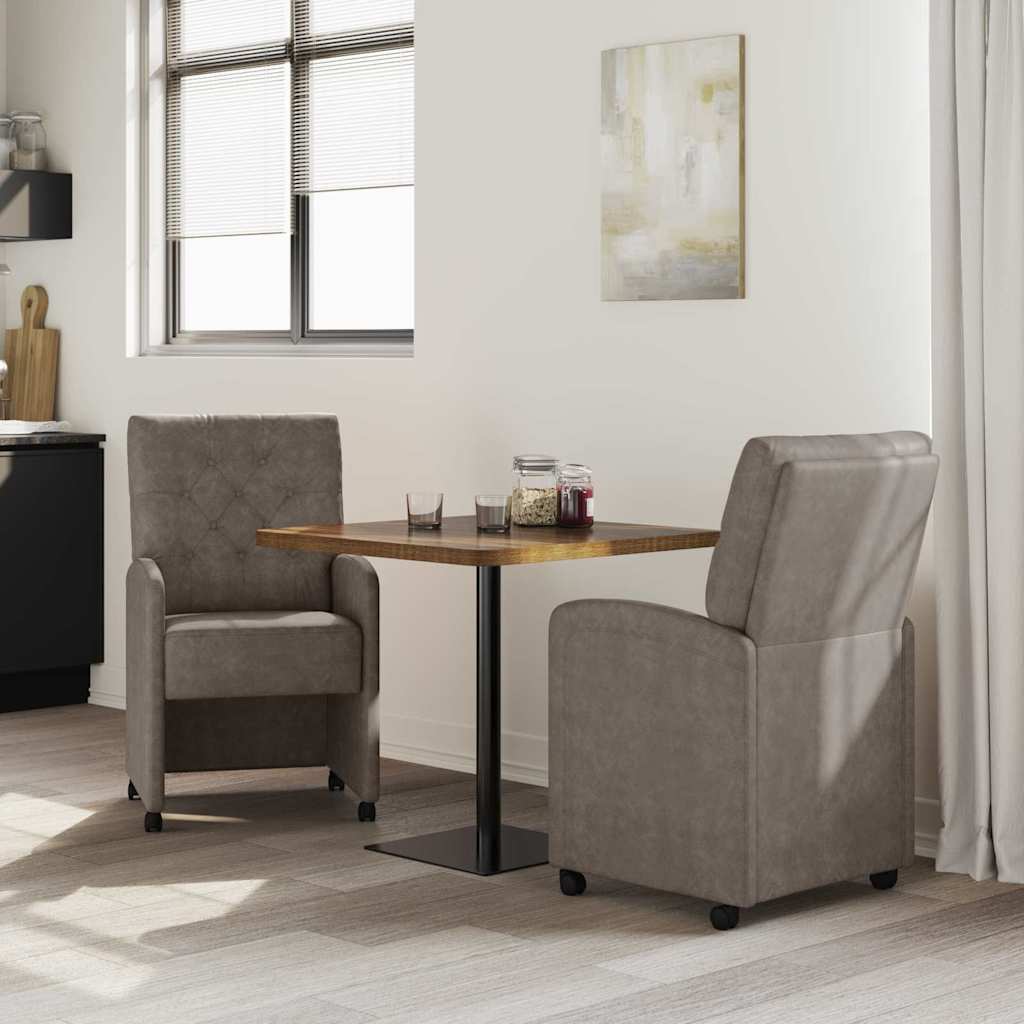 Chaises de Salle à Manger avec Roues 2 pcs Gris 58 x 67 x 97 cm - XIOS