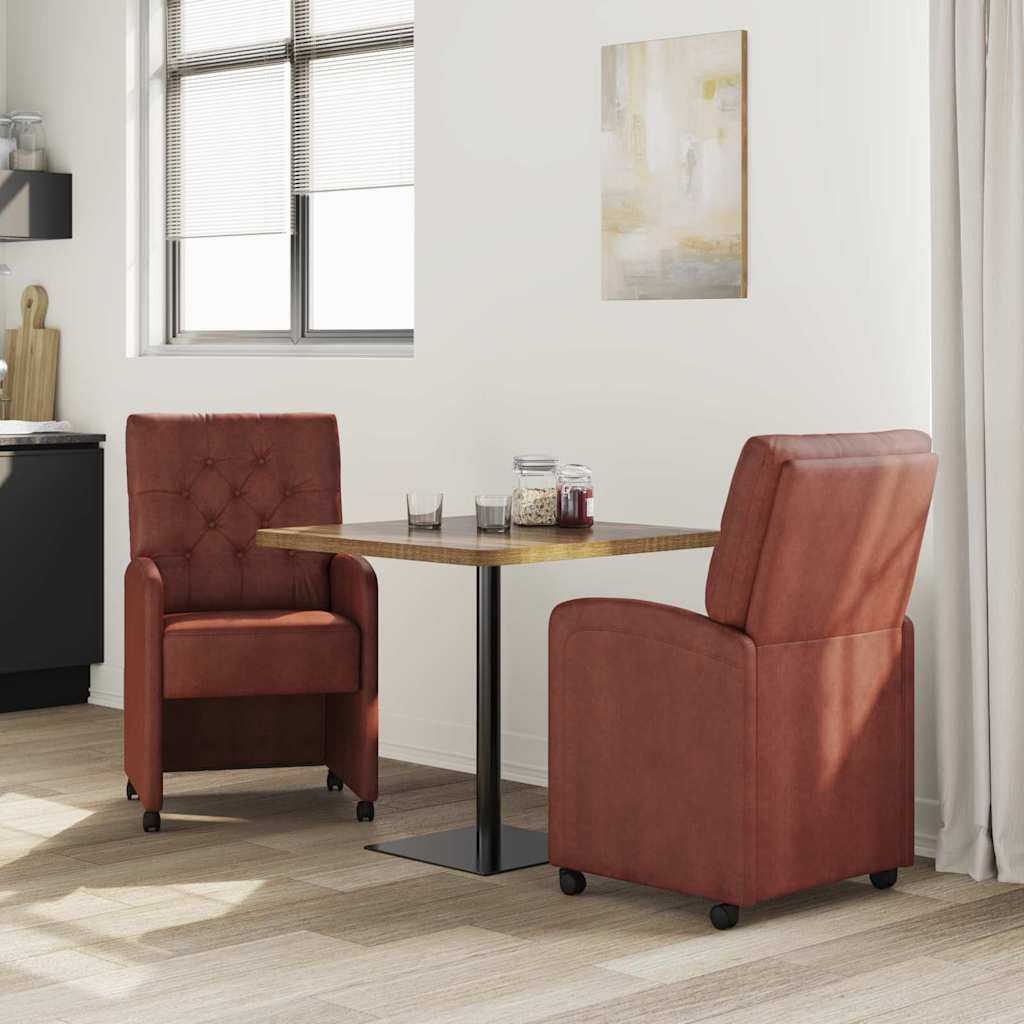 Chaises de Salle à Manger avec Roues 2 pcs Marron brillant - XIOS