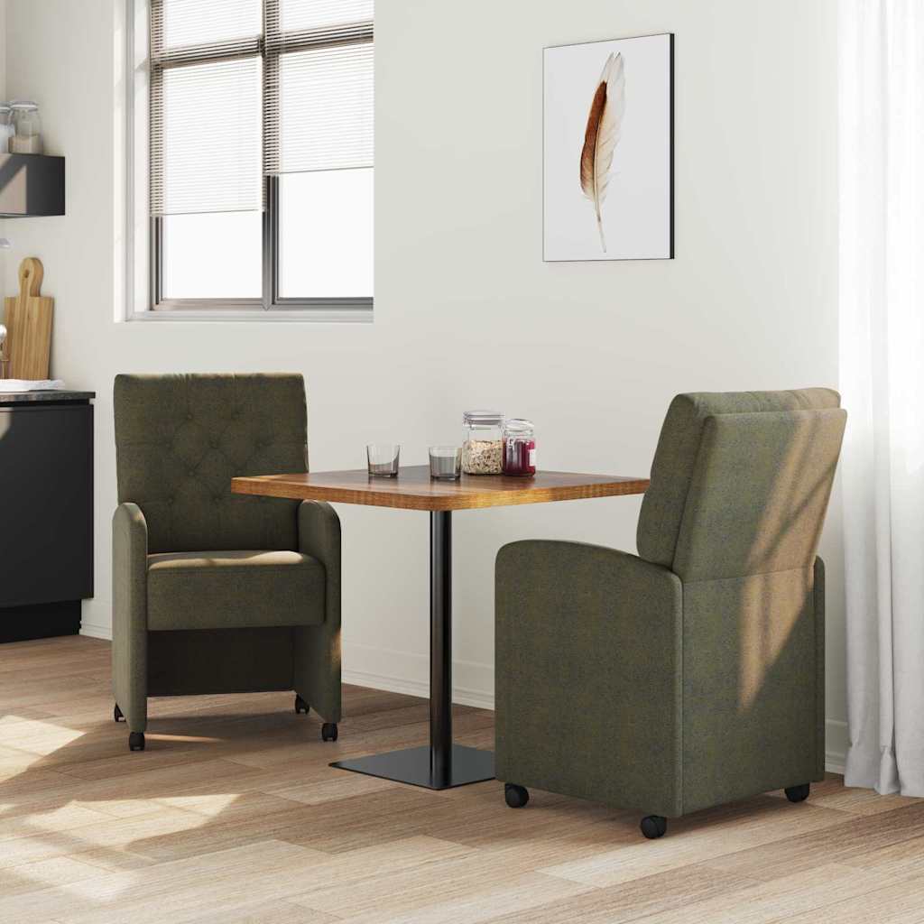 Chaises de Salle à Manger avec Roues 2 pcs Vert armée - XIOS