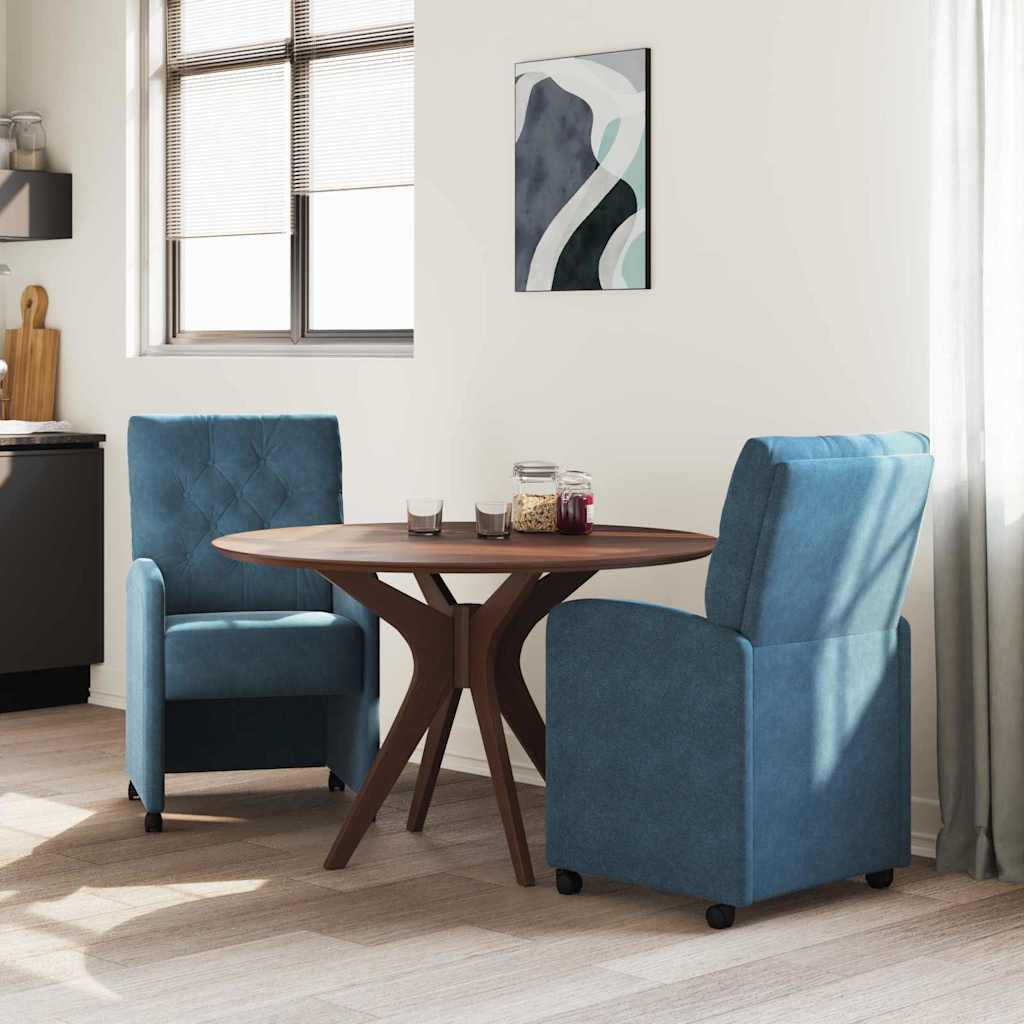 Chaises de Salle à Manger avec Roues 2 pcs Bleu 58 x 67 x 97 cm - XIOS