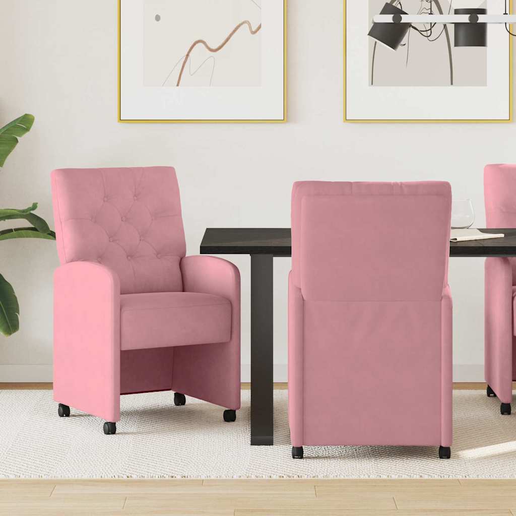 Chaises de Salle à Manger avec Roues 2 pcs Rose 58 x 67 x 97 cm - XIOS