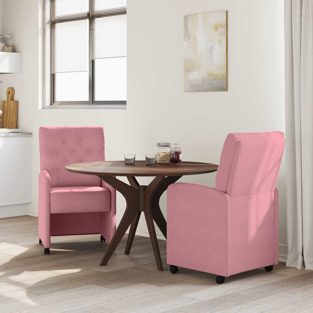 Chaises de Salle à Manger avec Roues 2 pcs Rose 58 x 67 x 97 cm - XIOS