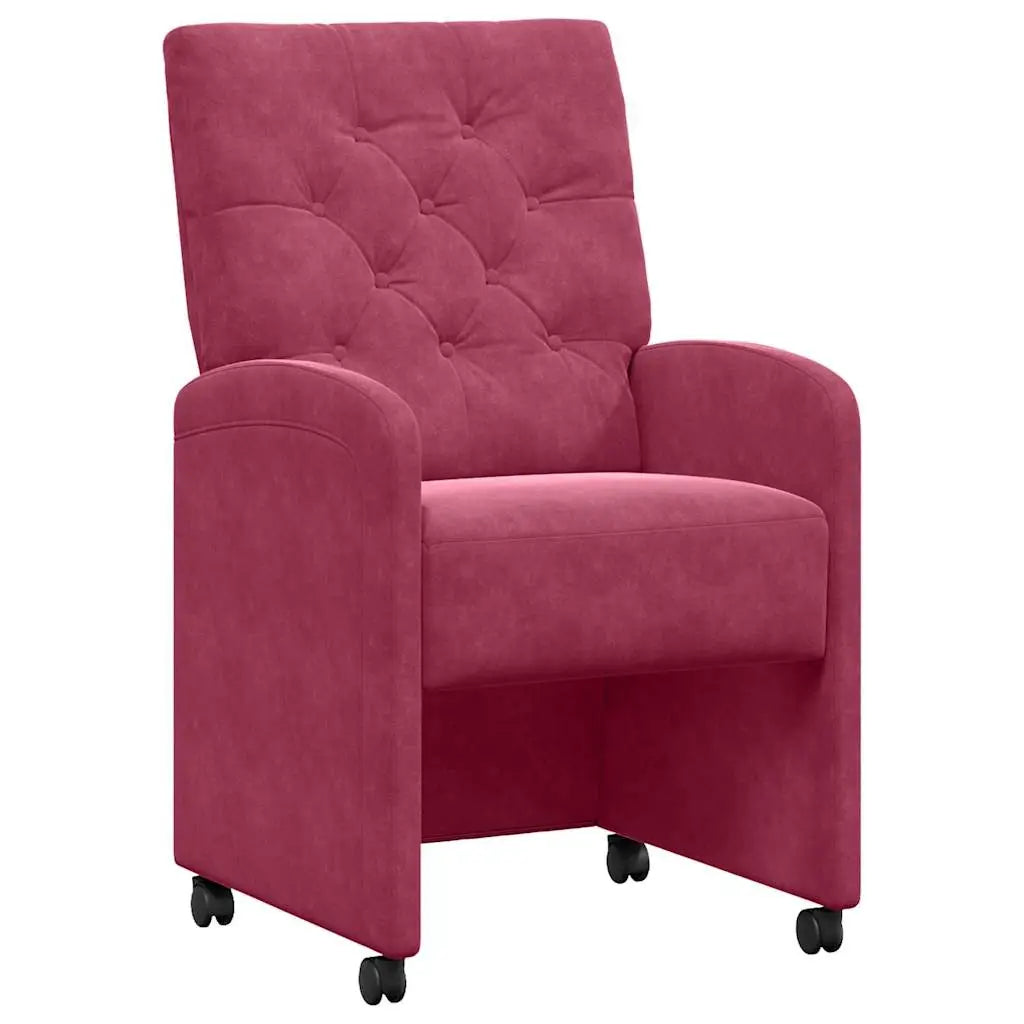 Chaises de Salle à Manger avec Roues 2 pc Velours Bordeaux - XIOS