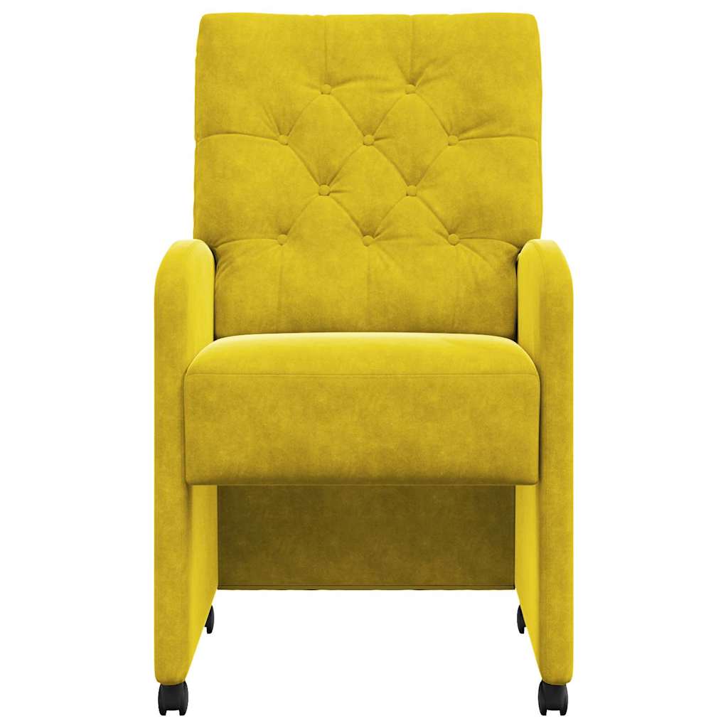 Chaises de Salle à Manger avec Roues 2 pcs Jaune Velours - XIOS