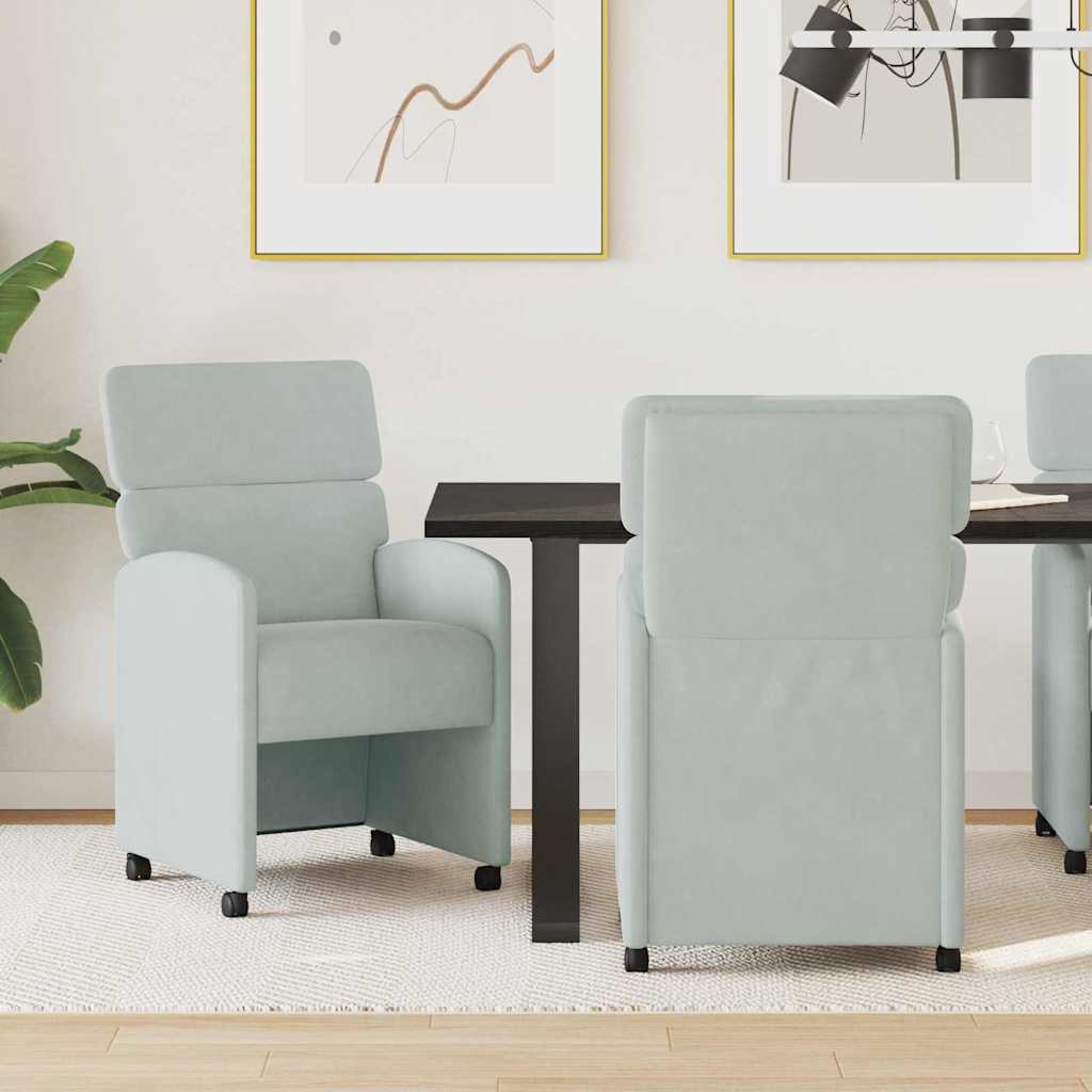 Chaises de Salle à Manger avec Roues 2 pcs Gris clair Velours - XIOS