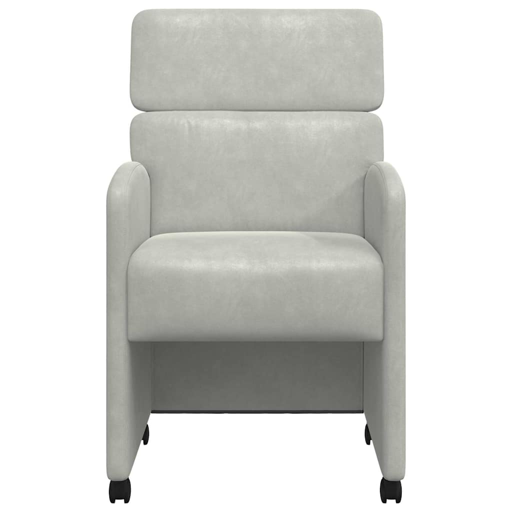 Chaises de Salle à Manger avec Roues 2 pcs Gris clair Velours - XIOS