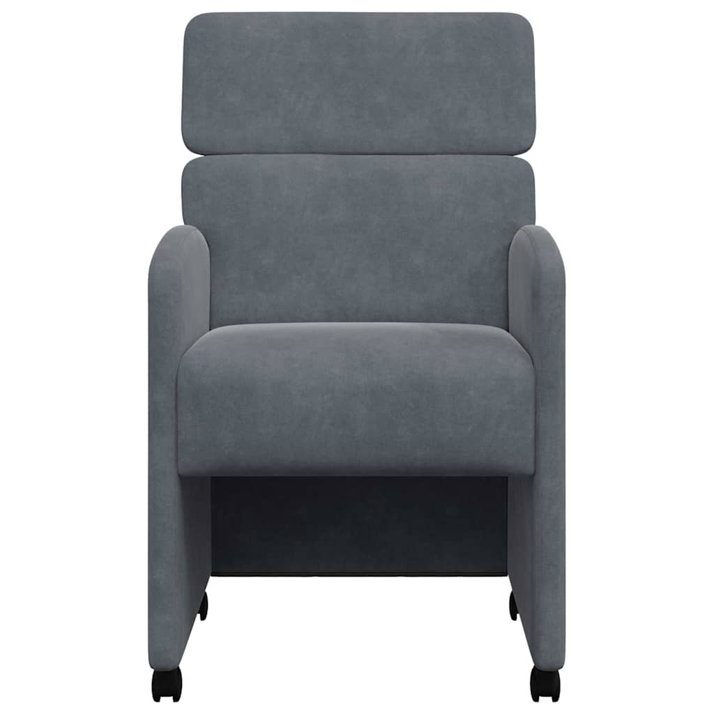 Chaises de Salle à Manger avec Roues 2 pcs Gris foncé Velours - XIOS