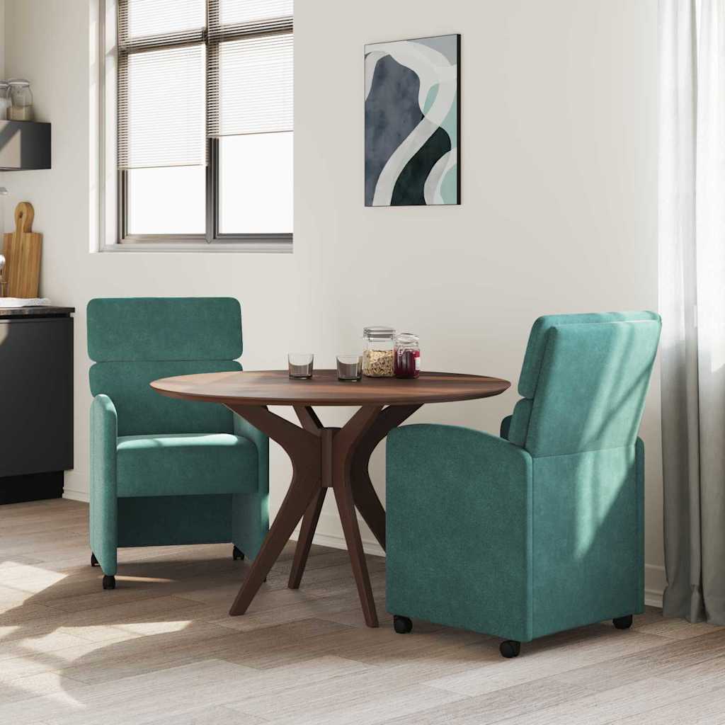 Chaises de Salle à Manger avec Roues 2 pcs Vert foncé Velours - XIOS