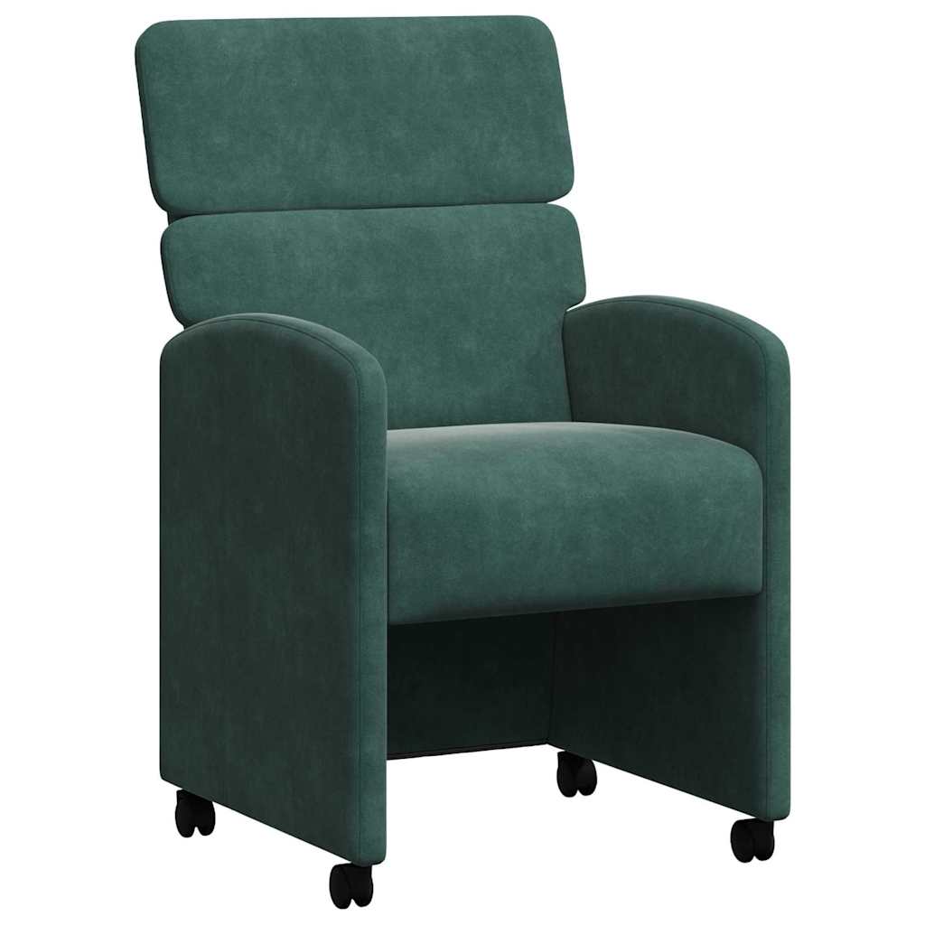 Chaises de Salle à Manger avec Roues 2 pcs Vert foncé Velours - XIOS