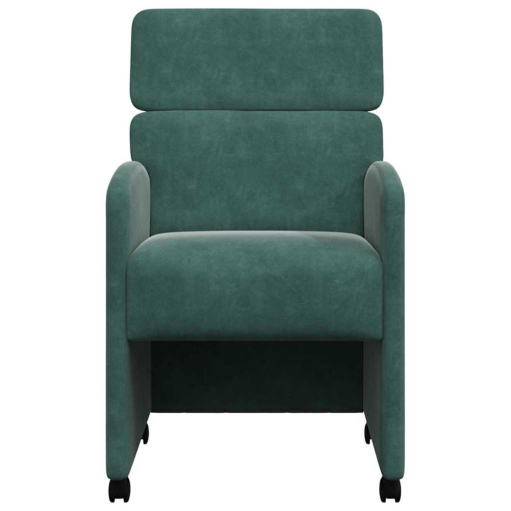 Chaises de Salle à Manger avec Roues 2 pcs Vert foncé Velours - XIOS