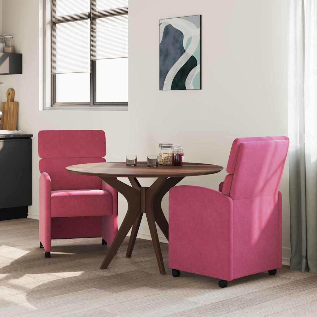 Chaises de Salle à Manger avec Roues 2 pcs Bordeaux Velours - XIOS