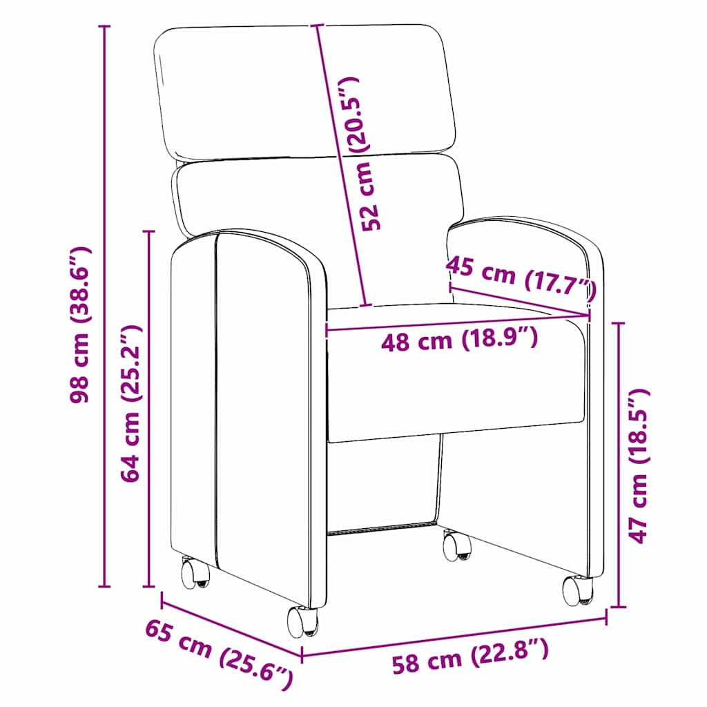 Chaises de Salle à Manger avec Roues 2 pcs Bordeaux Velours - XIOS