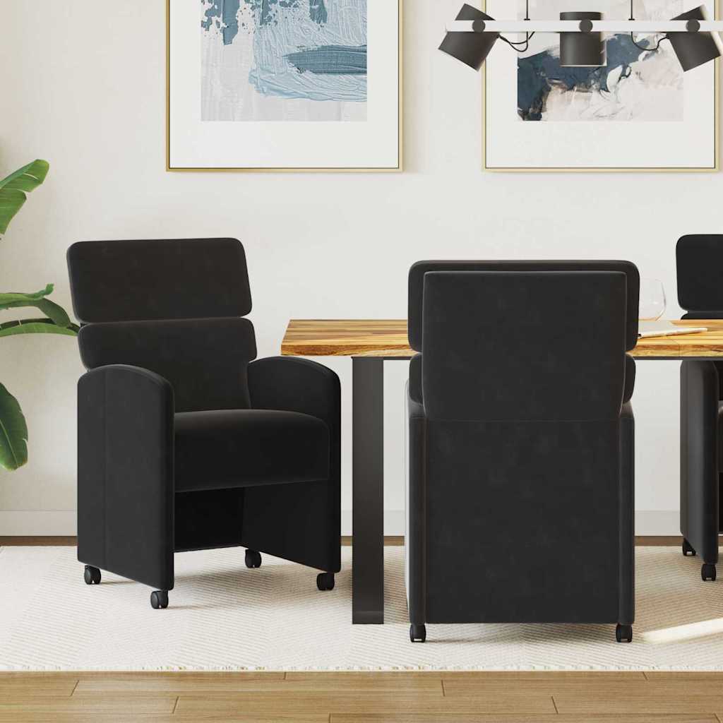 Chaises de Salle à Manger avec Roues 2 pcs Noir 58 x 65 x 98 cm - XIOS