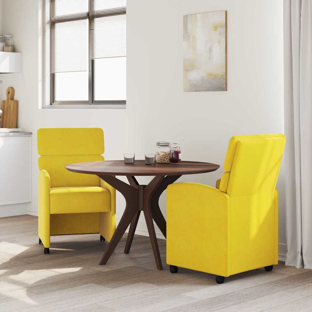 Chaises de Salle à Manger avec Roues 2 pcs Jaune Velours - XIOS