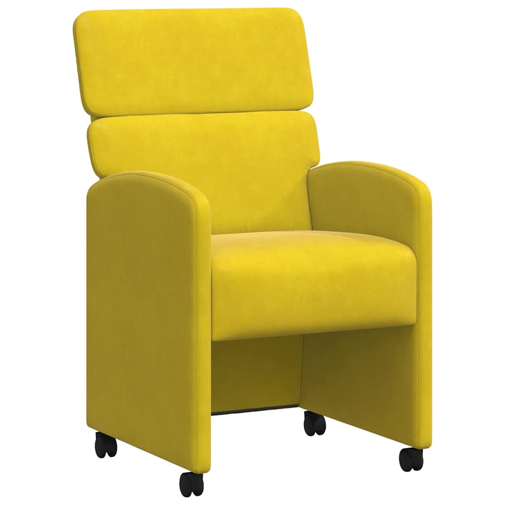 Chaises de Salle à Manger avec Roues 2 pcs Jaune Velours - XIOS