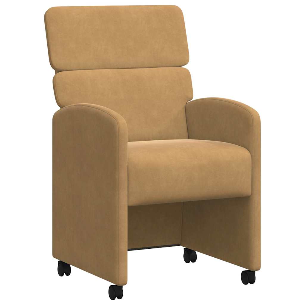 Chaises de Salle à Manger avec Roues 2 pcs Marron Velours - XIOS