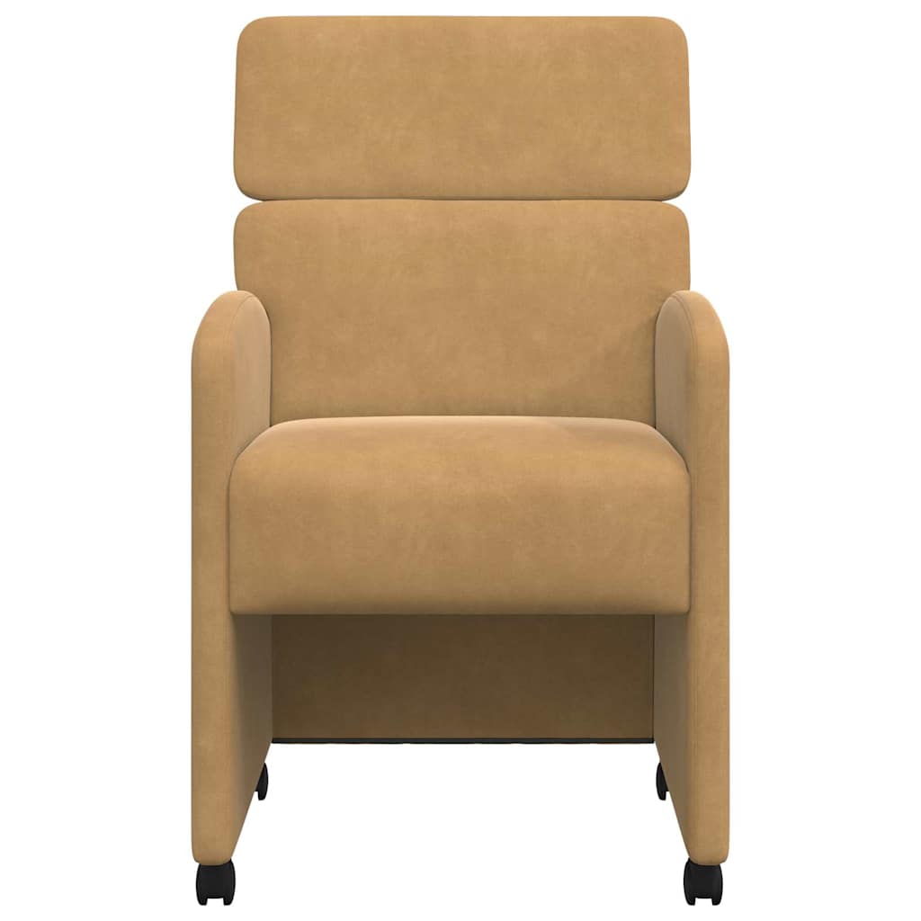 Chaises de Salle à Manger avec Roues 2 pcs Marron Velours - XIOS