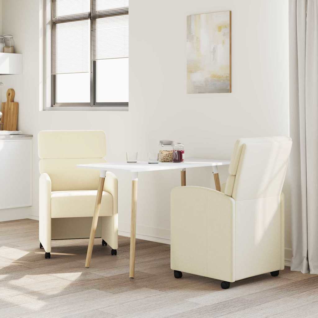 Chaises de Salle à Manger avec Roues avec des roues 2 pcs Crème - XIOS