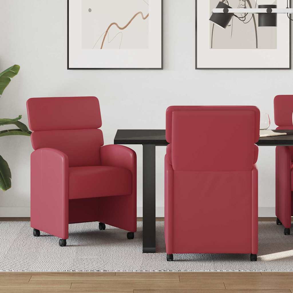 Chaises de Salle à Manger avec Roues 2 pcs Rouge bordeaux - XIOS