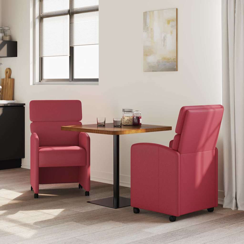 Chaises de Salle à Manger avec Roues 2 pcs Rouge bordeaux - XIOS