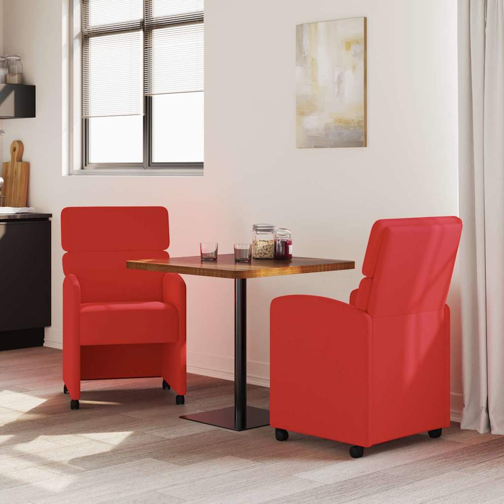Chaises de Salle à Manger avec Roues avec des roues 2 pcs Rouge - XIOS
