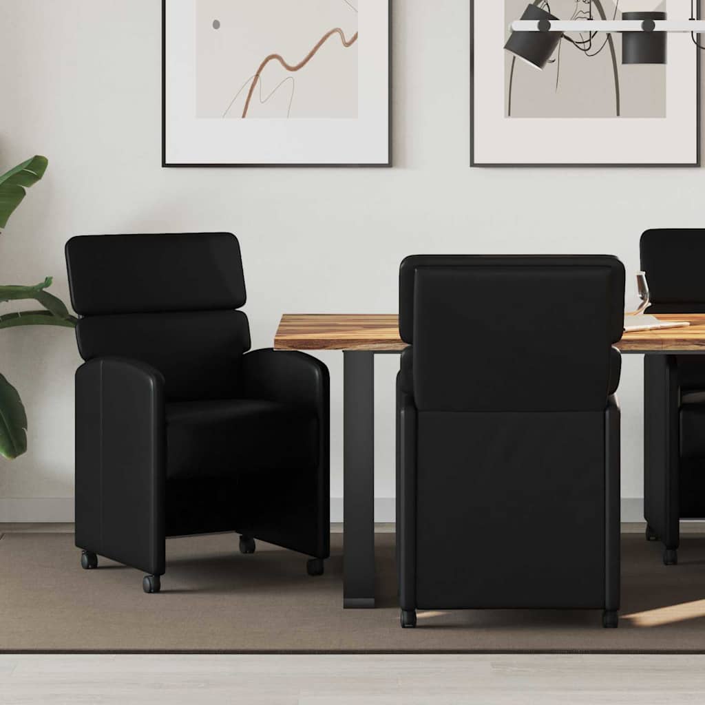 Chaises de Salle à Manger avec Roues 2 pcs Noir 58 x 65 x 98 cm - XIOS