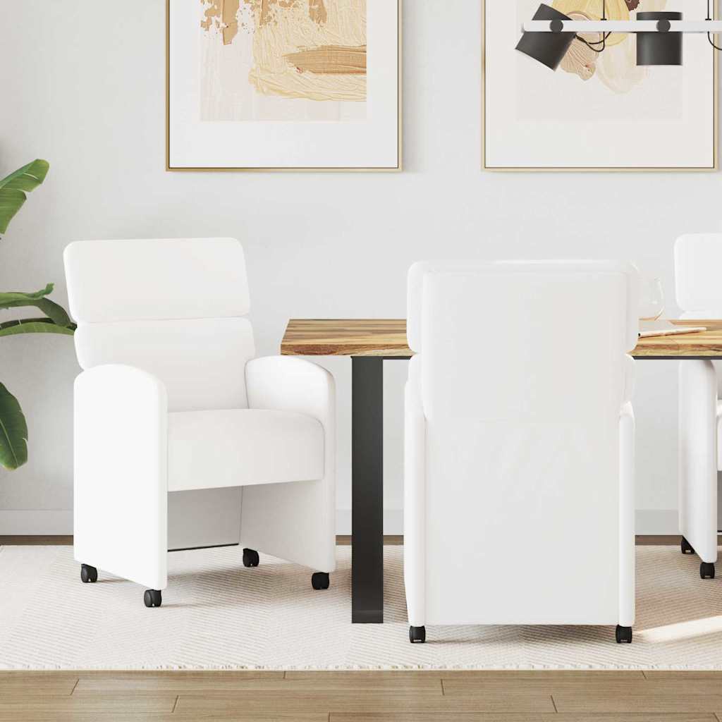 Chaises de Salle à Manger avec Roues avec des roues 2 pcs Blanc - XIOS